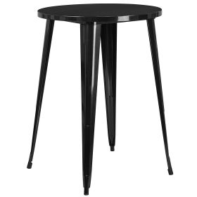 Modern Metal Patio Bar Table – 30-inch Round in Black