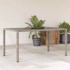 Patio Table with Glass Top Gray 59.1"x35.4"x29.5" Poly Rattan