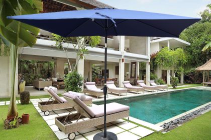 6 x 9ft Patio Umbrella Outdoor Waterproof Umbrella with Crank and Push Button Tilt without flap for Garden Backyard Pool Swimming Pool Market