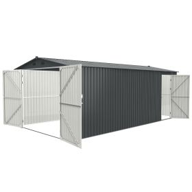 Outdoor Storage Shed 20x10 FT, Metal Garden Shed Backyard Utility Tool House Building with 2 Doors and 4 Vents for Car,Truck,Bike, Garbage Can,To
