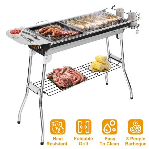 Foldable BBQ Grill Portable Charcoal Barbeque Grill Stainless Steel BBQ Grill For Picnic Camping Foldable BBQ Grill Portable Charcoal Barbeque Grill Stainless Steel BBQ Grill For Picnic Camping