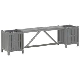 Patio Bench with 2 Planters 59.1" Solid Acacia Wood Gray