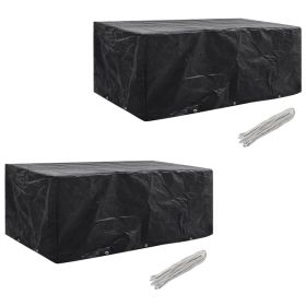 Patio Furniture Covers 2 pcs 8 Person Poly Rattan Set 10 Eyelets 90.2"x44.5"
