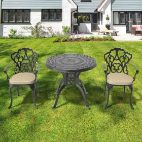 (Cushions In Random Colors)3-Piece Set Of Cast Aluminum Patio Furniture With Cushions