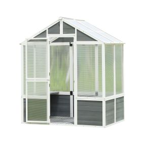 Greenhouse, Wooden Greenhouse Polycarbonate Garden Shed for Plants, 76''x48''x86'' Walk-in Outdoor Plant Gardening Greenhouse for Patio Backyard