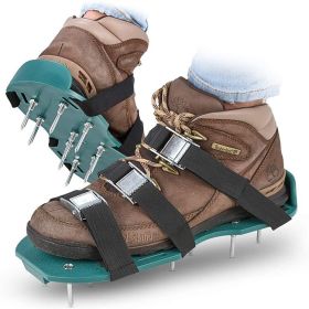 Lawn Aerator Shoes with Stainless Steel Shovel, Free-Installation Aerating Shoe with Hook & Loop Straps, Heavy Duty Spiked Aerating Sandals (Type: 2 packs, Color: as Pic)