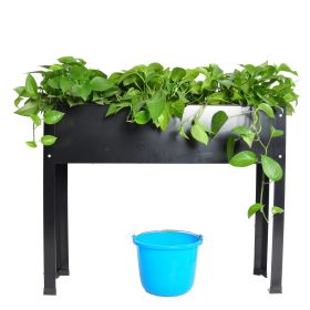 Elevated garden bed, metal elevated outdoor flowerpot box, suitable for backyard and terrace, large flowerpot, suitable for vegetable and flower (Color: as Pic)