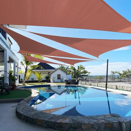 Artpuch Custom Size Rust Red Sun Shade Sail Triangle Canopy 185 GSM Durable Fabric UV Block Awning for Outdoor Patio Garden Backyard (Customized